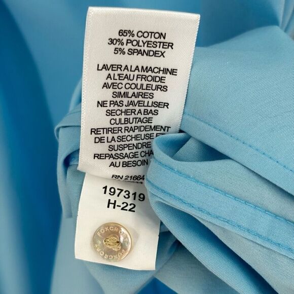 Foxcroft Long Sleeve Button Front Pullover Non Iron Shirt Blue Large - Picture 7 of 9